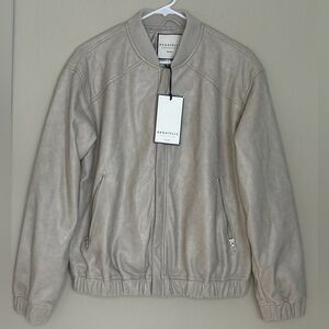 Bagatelle Collection NY Faux Leather Coat Ivory Women's Small Poly Lining